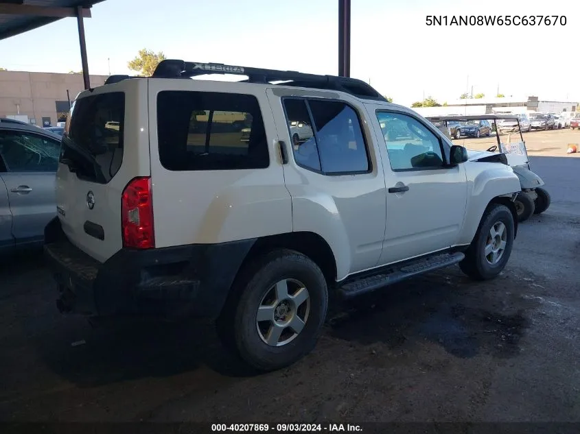 2005 Nissan Xterra S VIN: 5N1AN08W65C637670 Lot: 40207869