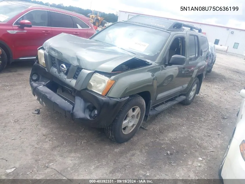 2005 Nissan Xterra S VIN: 5N1AN08U75C636199 Lot: 40392331