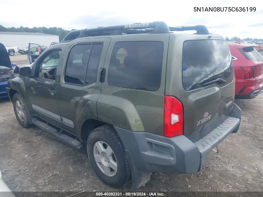 2005 Nissan Xterra S VIN: 5N1AN08U75C636199 Lot: 40392331