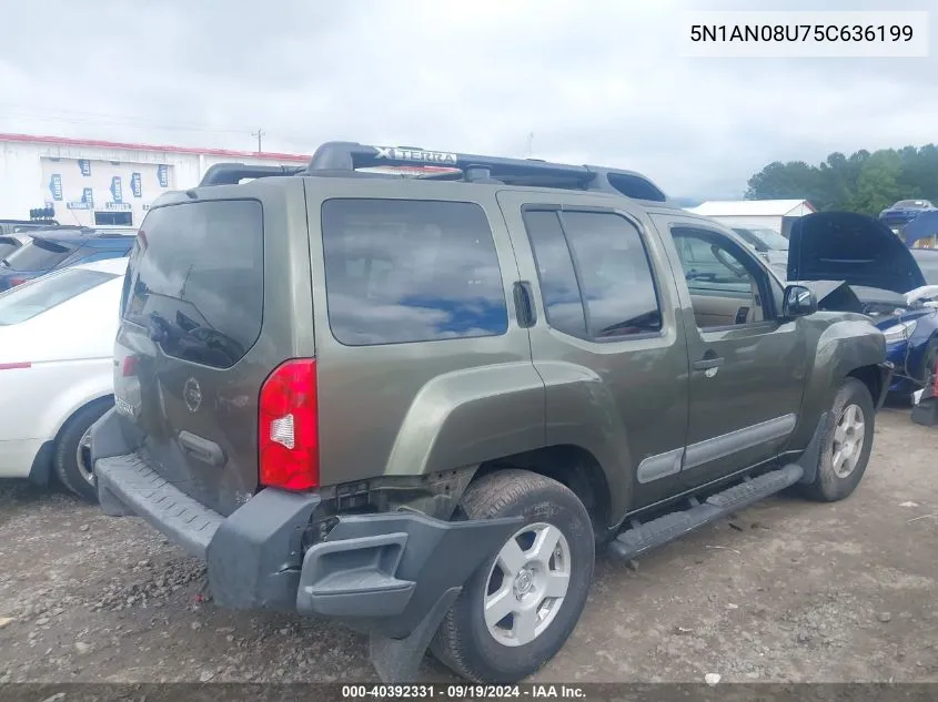 2005 Nissan Xterra S VIN: 5N1AN08U75C636199 Lot: 40392331