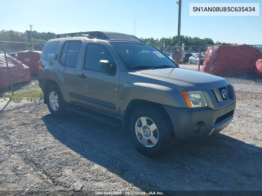 2005 Nissan Xterra S VIN: 5N1AN08U85C635434 Lot: 40455905