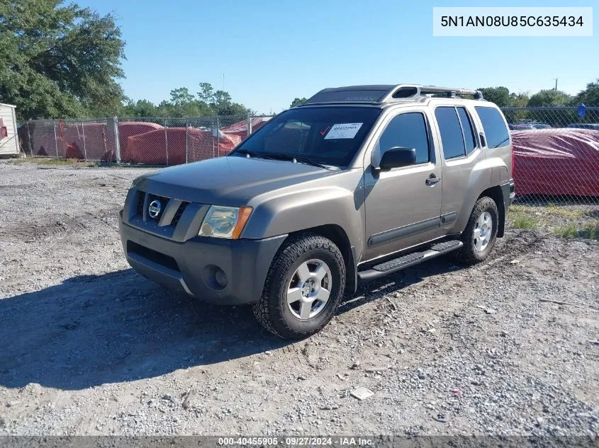 2005 Nissan Xterra S VIN: 5N1AN08U85C635434 Lot: 40455905