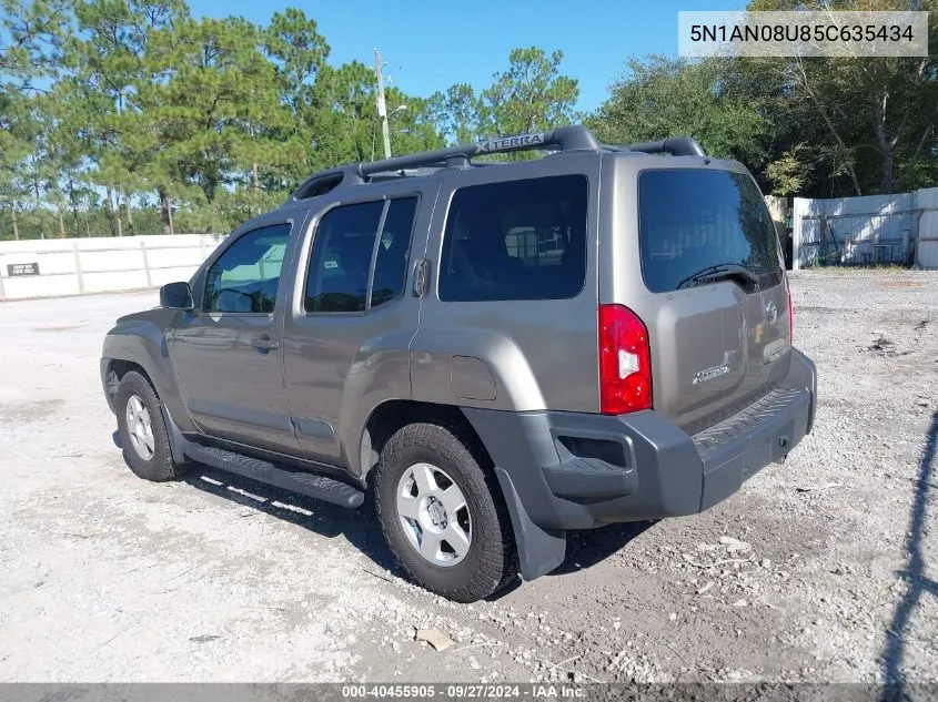 2005 Nissan Xterra S VIN: 5N1AN08U85C635434 Lot: 40455905