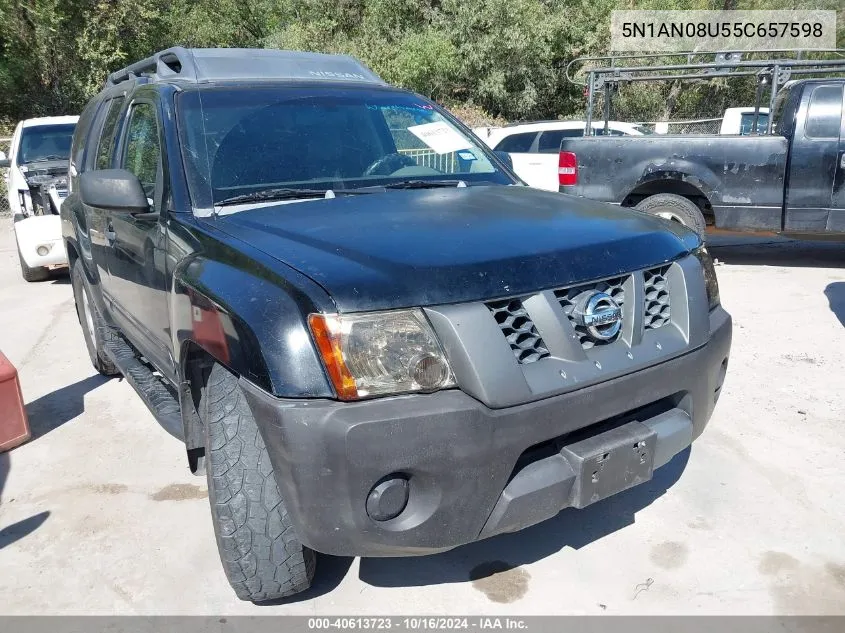 2005 Nissan Xterra S VIN: 5N1AN08U55C657598 Lot: 40613723