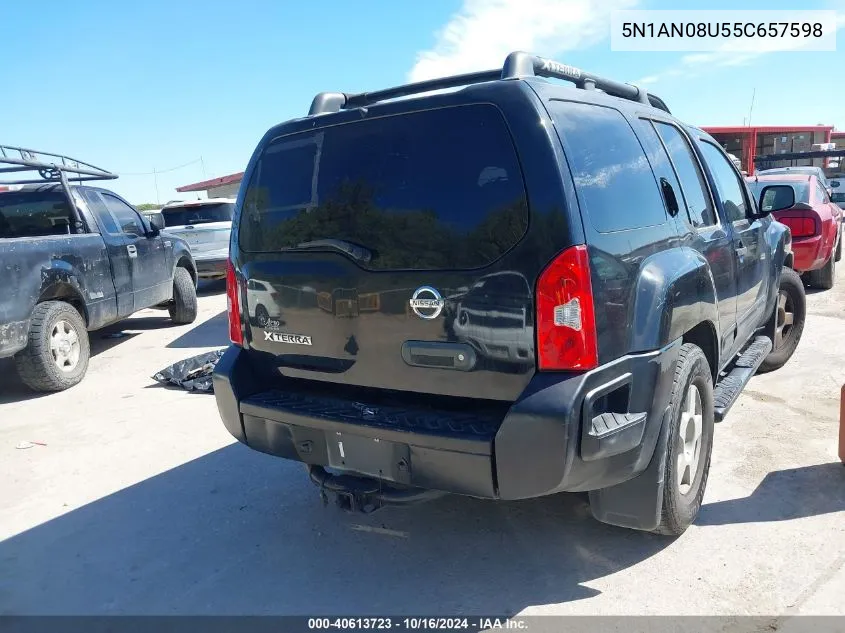 2005 Nissan Xterra S VIN: 5N1AN08U55C657598 Lot: 40613723