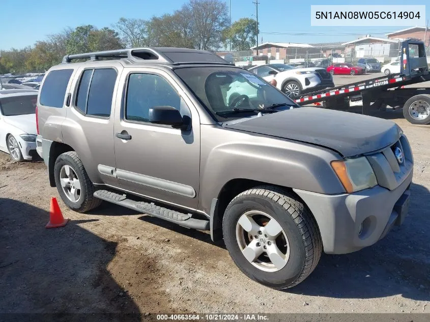 2005 Nissan Xterra Se VIN: 5N1AN08W05C614904 Lot: 40663564