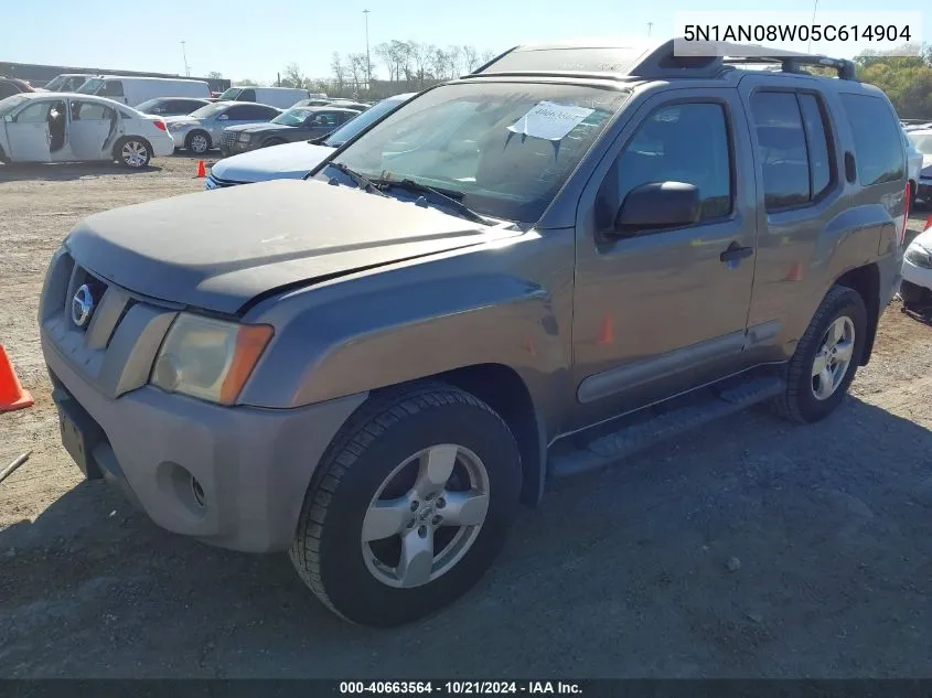 2005 Nissan Xterra Se VIN: 5N1AN08W05C614904 Lot: 40663564