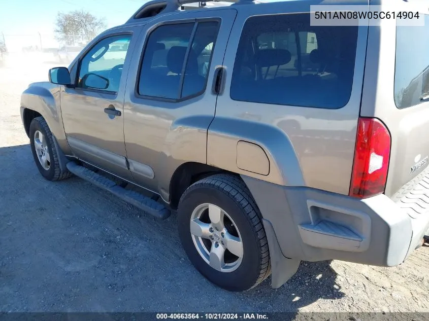 2005 Nissan Xterra Se VIN: 5N1AN08W05C614904 Lot: 40663564