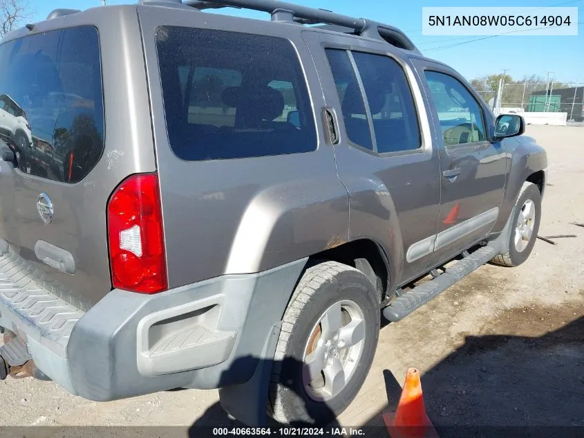 2005 Nissan Xterra Se VIN: 5N1AN08W05C614904 Lot: 40663564