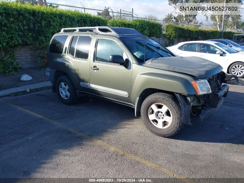 2005 Nissan Xterra S VIN: 5N1AN08U45C627802 Lot: 40692683