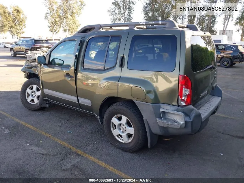 2005 Nissan Xterra S VIN: 5N1AN08U45C627802 Lot: 40692683