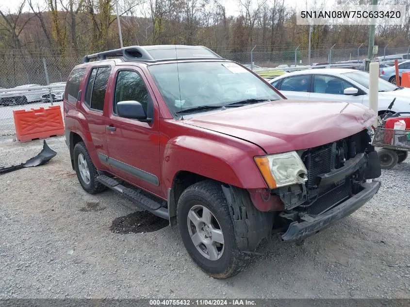 2005 Nissan Xterra S VIN: 5N1AN08W75C633420 Lot: 40755432