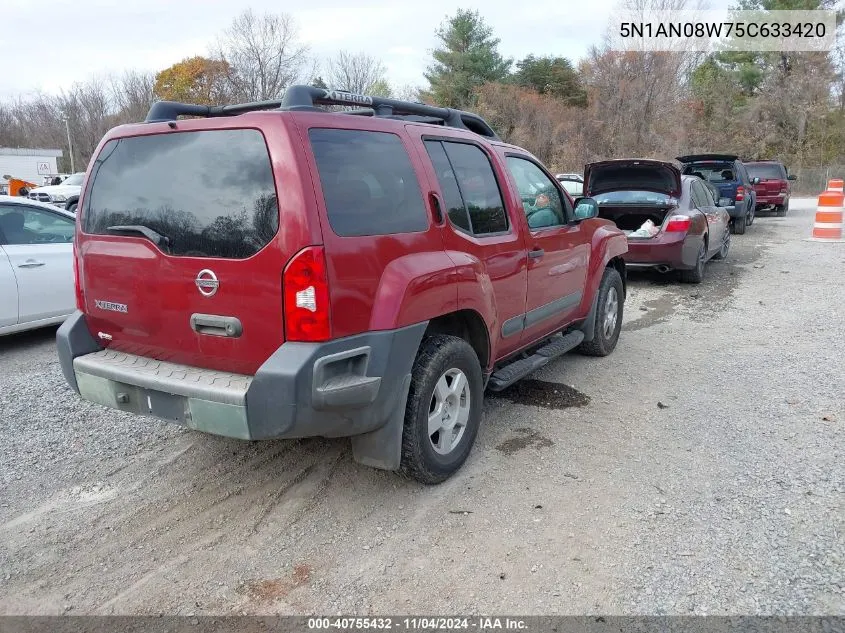 2005 Nissan Xterra S VIN: 5N1AN08W75C633420 Lot: 40755432