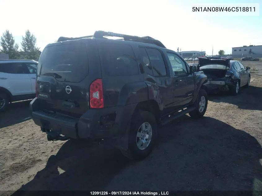 2006 Nissan Xterra Off Road/S/Se VIN: 5N1AN08W46C518811 Lot: 12091226