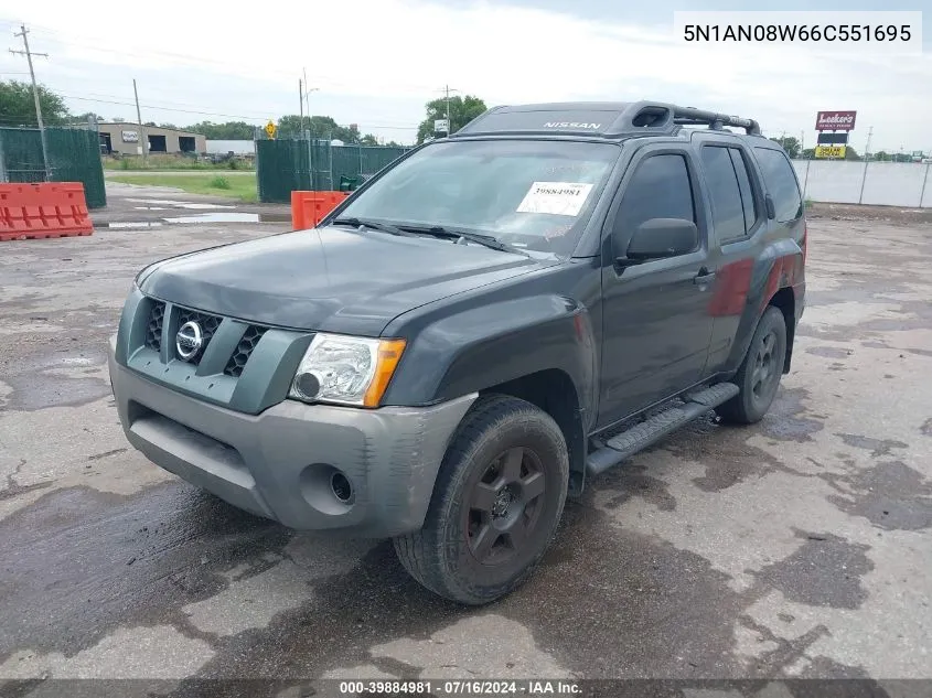 2006 Nissan Xterra S VIN: 5N1AN08W66C551695 Lot: 39884981