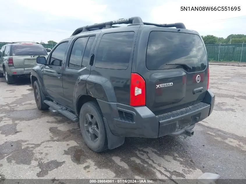 2006 Nissan Xterra S VIN: 5N1AN08W66C551695 Lot: 39884981