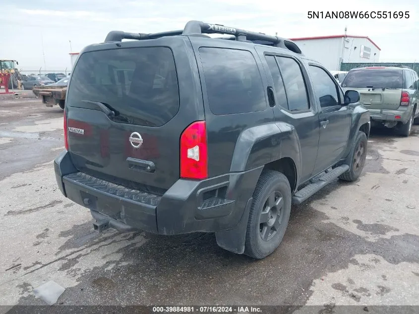 2006 Nissan Xterra S VIN: 5N1AN08W66C551695 Lot: 39884981