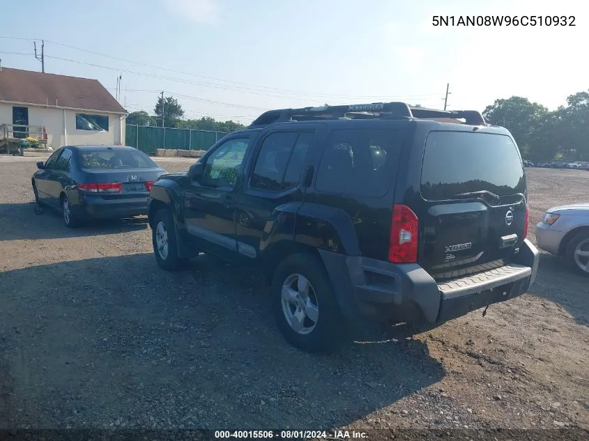 2006 Nissan Xterra Se VIN: 5N1AN08W96C510932 Lot: 40015506