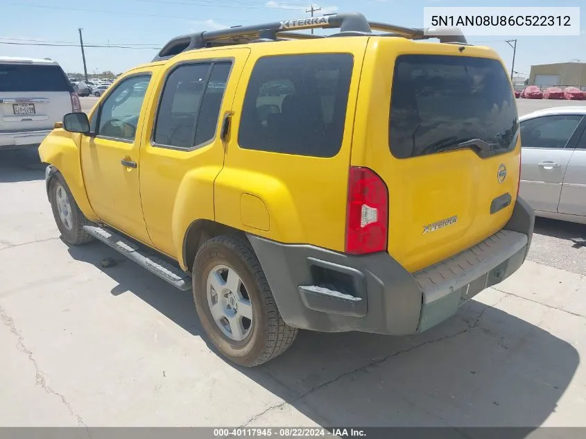 2006 Nissan Xterra S VIN: 5N1AN08U86C522312 Lot: 40117945