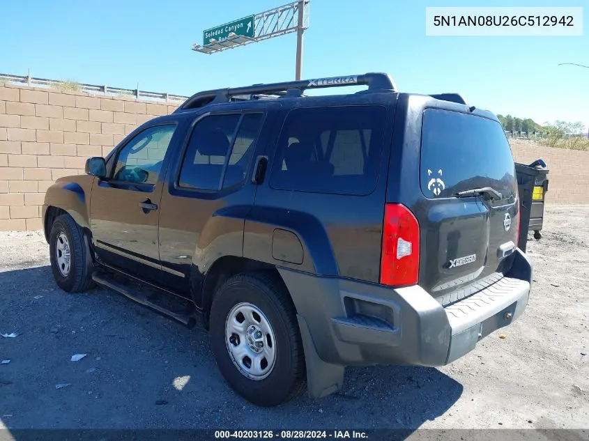 2006 Nissan Xterra X VIN: 5N1AN08U26C512942 Lot: 40203126