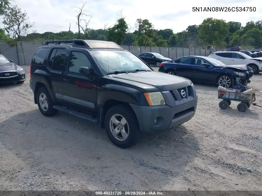 2006 Nissan Xterra Se VIN: 5N1AN08W26C534750 Lot: 40231720