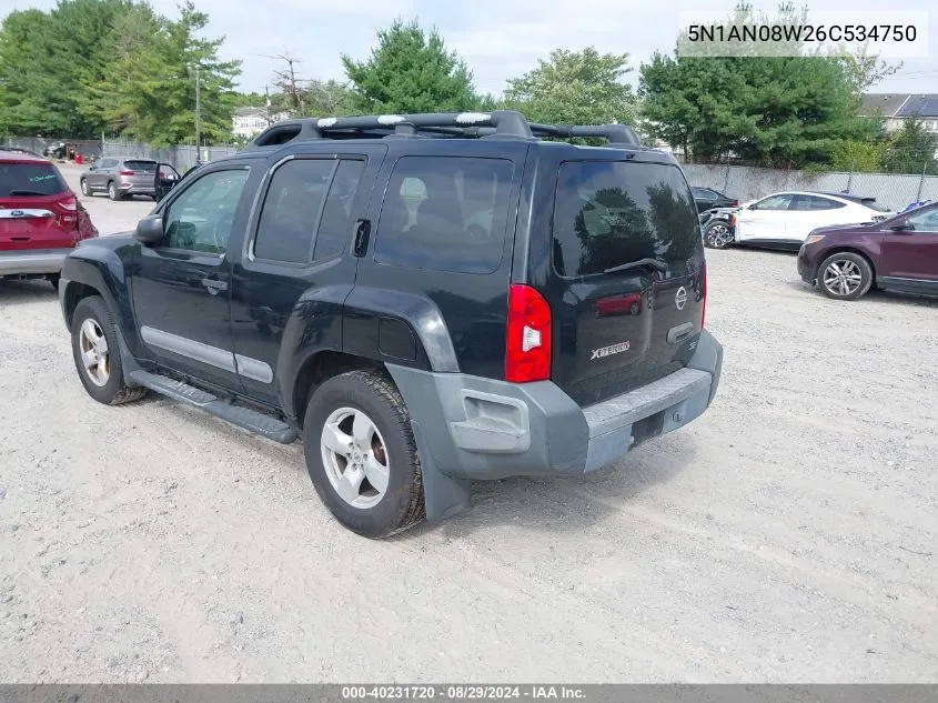 2006 Nissan Xterra Se VIN: 5N1AN08W26C534750 Lot: 40231720