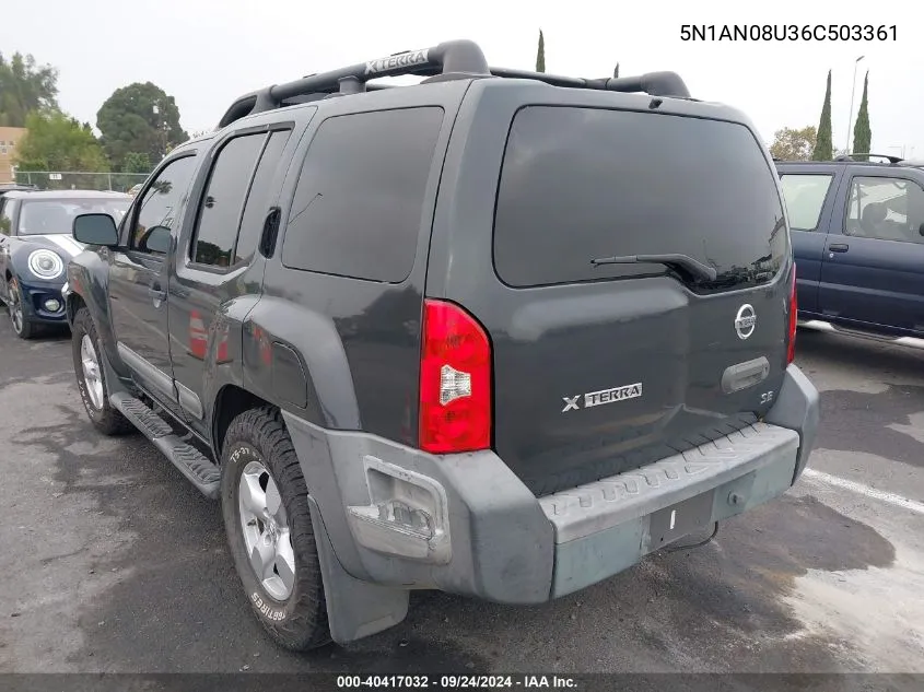 2006 Nissan Xterra Se VIN: 5N1AN08U36C503361 Lot: 40417032