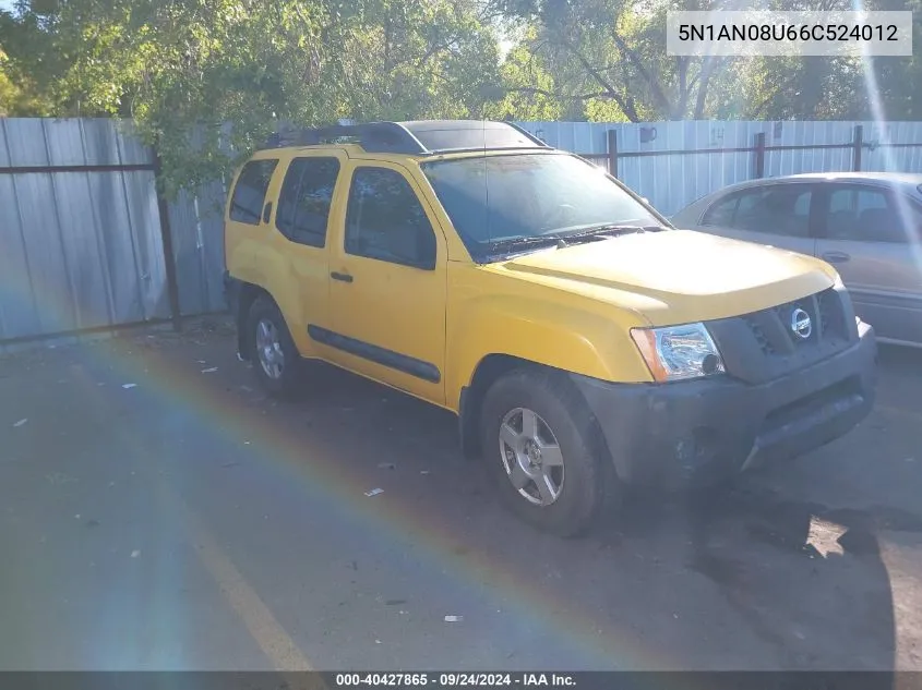 2006 Nissan Xterra S VIN: 5N1AN08U66C524012 Lot: 40427865