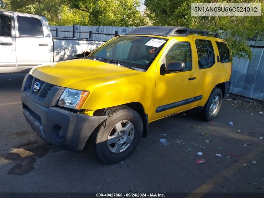 2006 Nissan Xterra S VIN: 5N1AN08U66C524012 Lot: 40427865