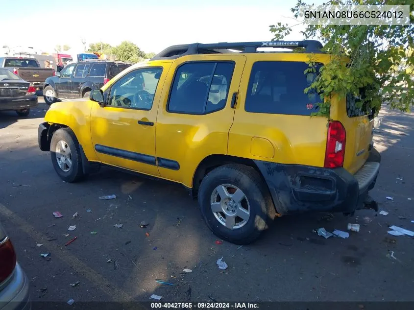 2006 Nissan Xterra S VIN: 5N1AN08U66C524012 Lot: 40427865