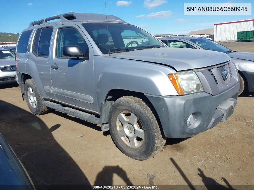 2006 Nissan Xterra S VIN: 5N1AN08U66C560945 Lot: 40428210