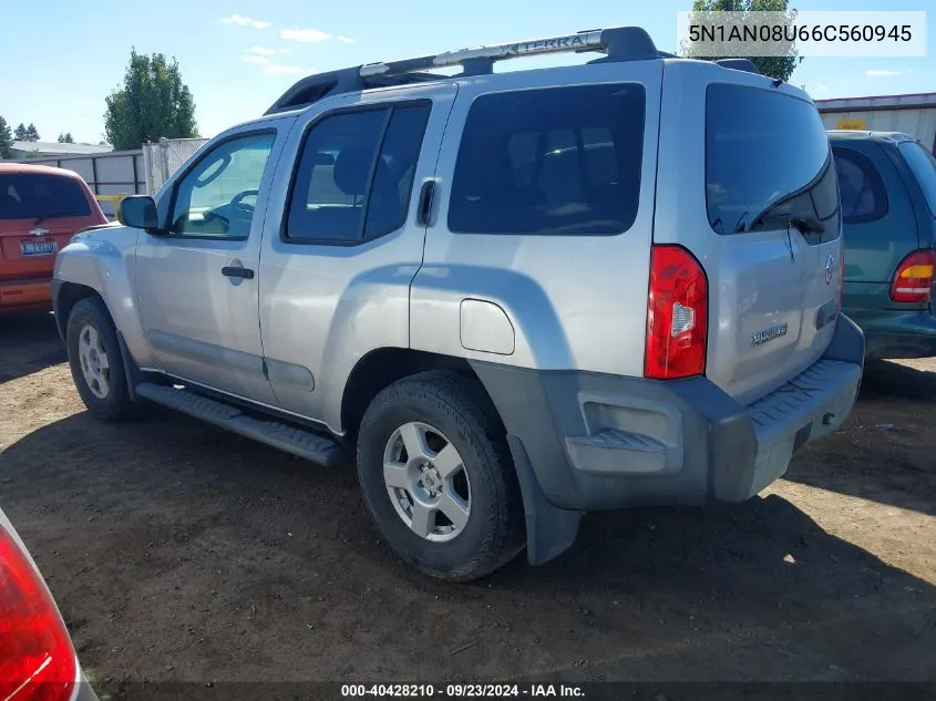 2006 Nissan Xterra S VIN: 5N1AN08U66C560945 Lot: 40428210