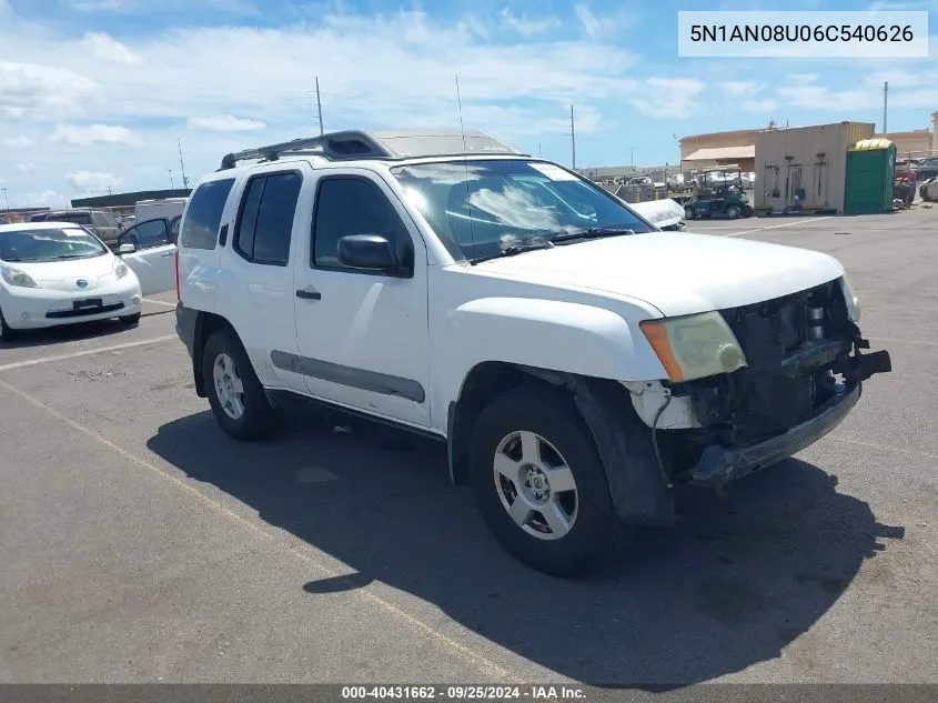 2006 Nissan Xterra S VIN: 5N1AN08U06C540626 Lot: 40431662