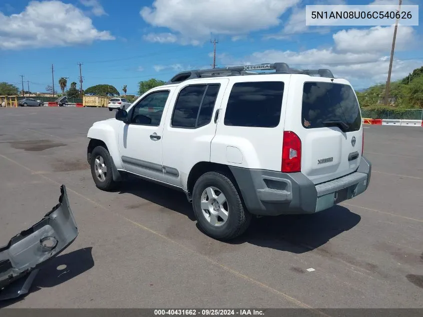 2006 Nissan Xterra S VIN: 5N1AN08U06C540626 Lot: 40431662