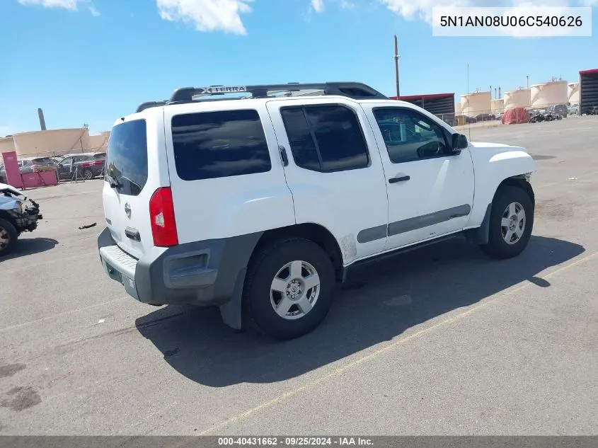 2006 Nissan Xterra S VIN: 5N1AN08U06C540626 Lot: 40431662