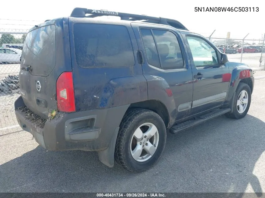 2006 Nissan Xterra Se VIN: 5N1AN08W46C503113 Lot: 40431734