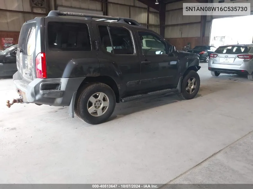 2006 Nissan Xterra S VIN: 5N1AN08W16C535730 Lot: 40513647