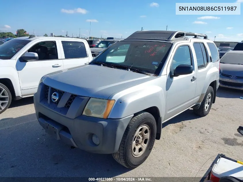 2006 Nissan Xterra X VIN: 5N1AN08U86C511987 Lot: 40527080