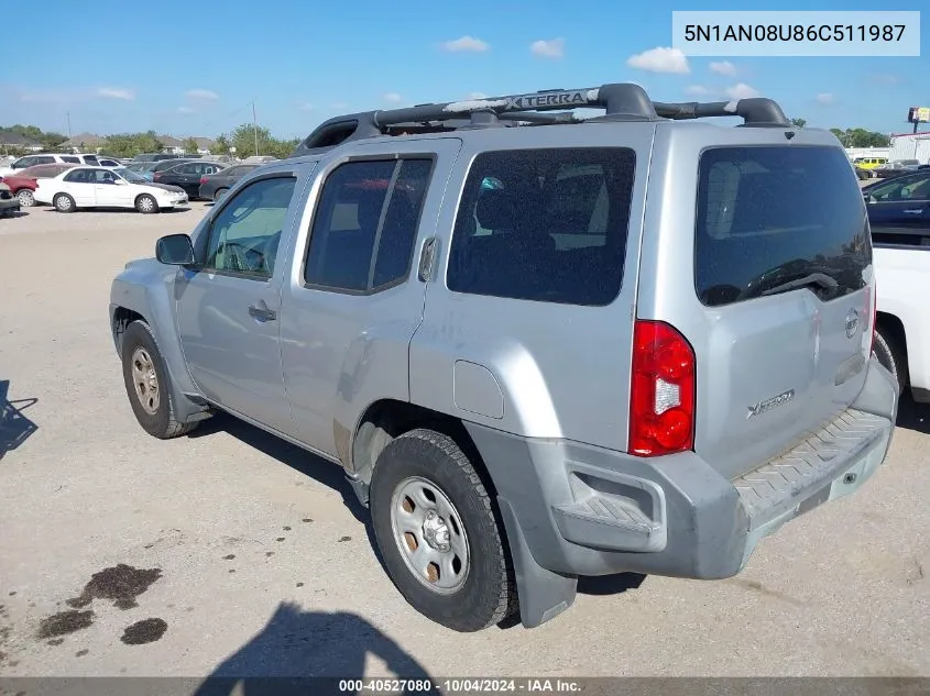 2006 Nissan Xterra X VIN: 5N1AN08U86C511987 Lot: 40527080