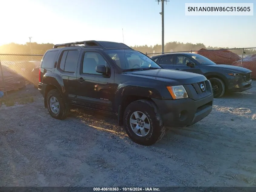 2006 Nissan Xterra Off Road VIN: 5N1AN08W86C515605 Lot: 40610363