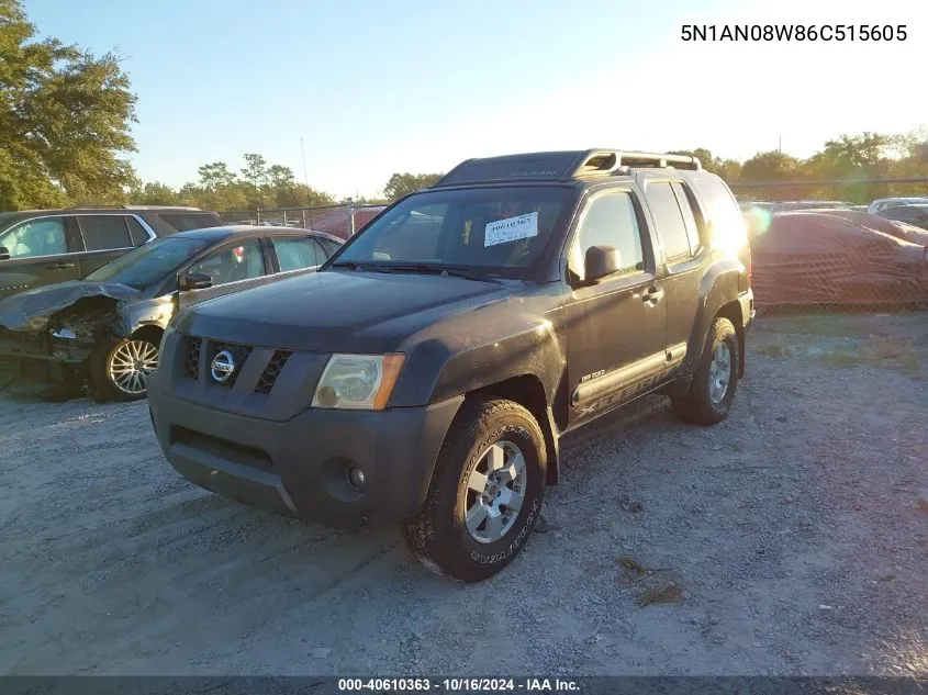 2006 Nissan Xterra Off Road VIN: 5N1AN08W86C515605 Lot: 40610363