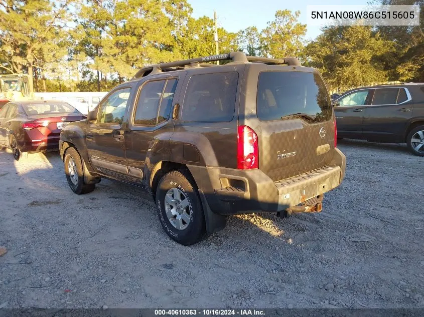 2006 Nissan Xterra Off Road VIN: 5N1AN08W86C515605 Lot: 40610363