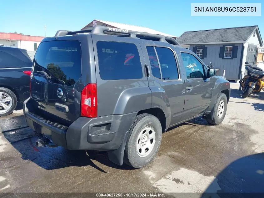 2006 Nissan Xterra X VIN: 5N1AN08U96C528751 Lot: 40627255