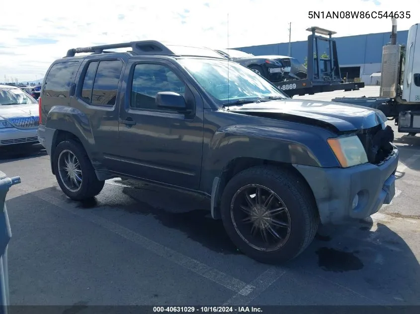 2006 Nissan Xterra X VIN: 5N1AN08W86C544635 Lot: 40631029