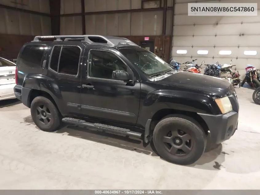 2006 Nissan Xterra S VIN: 5N1AN08W86C547860 Lot: 40634967