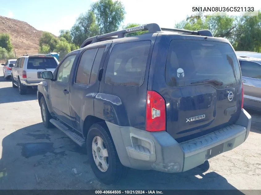 2006 Nissan Xterra S VIN: 5N1AN08U36C521133 Lot: 40664505