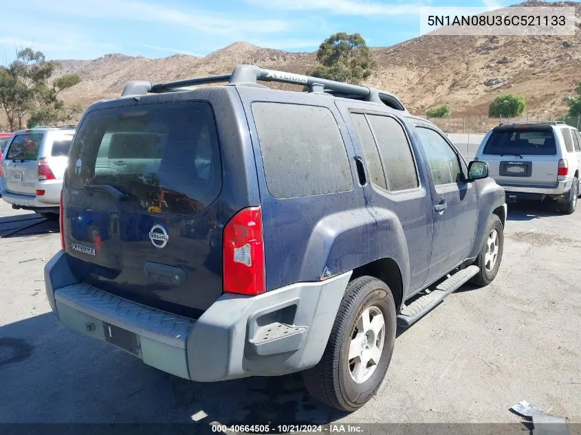 2006 Nissan Xterra S VIN: 5N1AN08U36C521133 Lot: 40664505