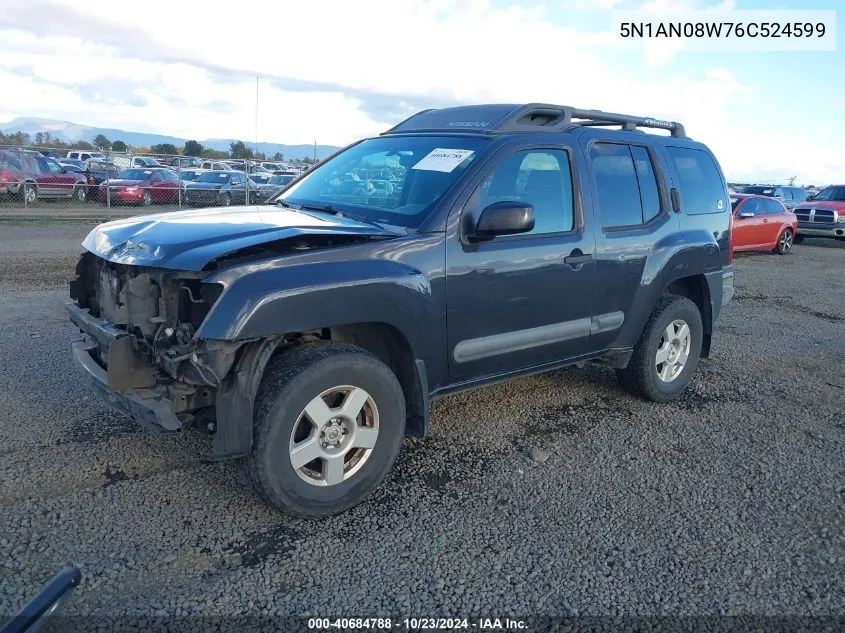 2006 Nissan Xterra S VIN: 5N1AN08W76C524599 Lot: 40684788