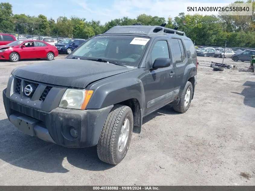 2006 Nissan Xterra S VIN: 5N1AN08W26C558840 Lot: 40738082