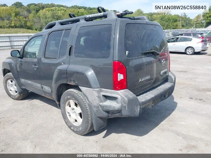 2006 Nissan Xterra S VIN: 5N1AN08W26C558840 Lot: 40738082